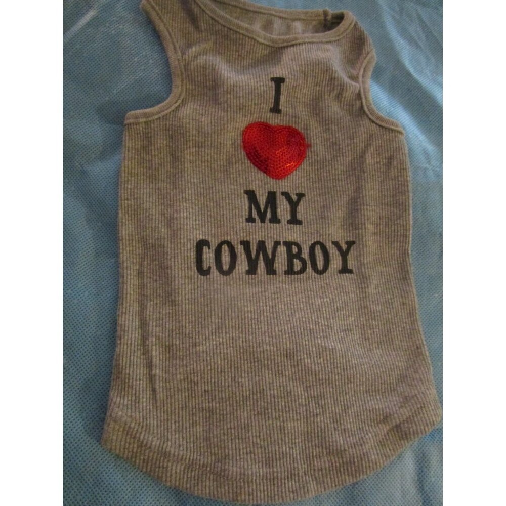 NWOT I Love My Cowboy Grey Tank Dog Puppy Pet Shirt Medium